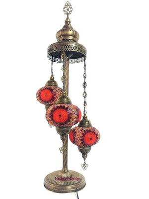 Turkish Handmade Mosaic 3 Globe Floor Lamp - Elma