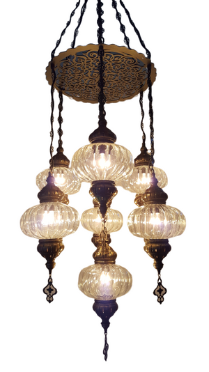 7 Blown Glass Globes chandelier