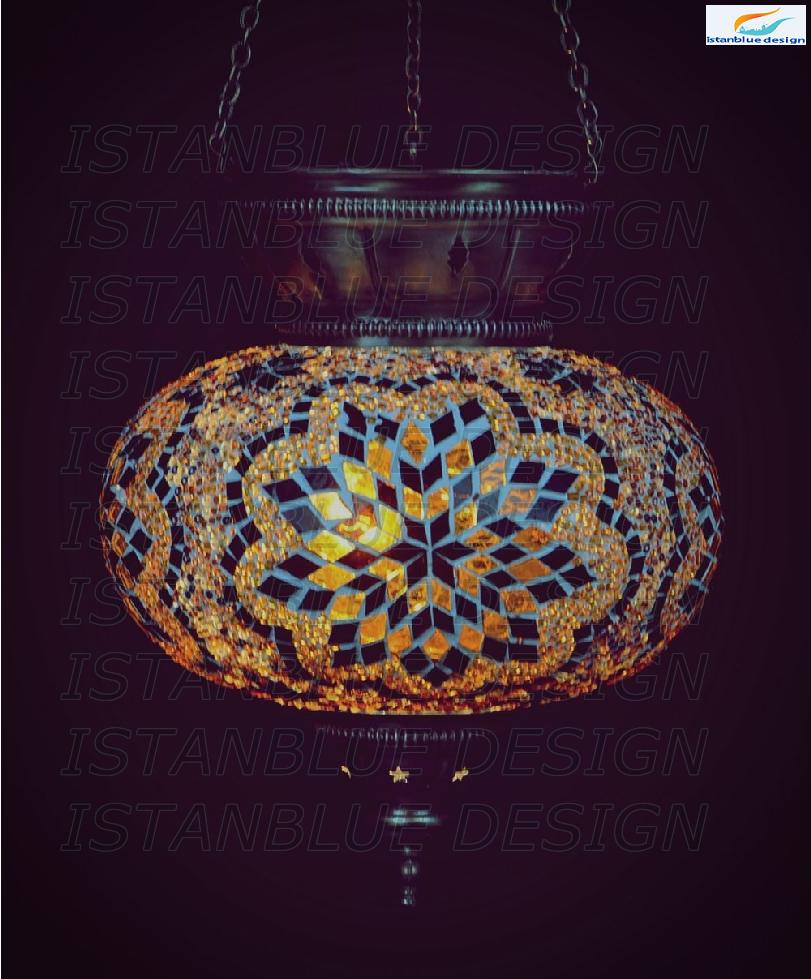 10 inch Large Turkish Moroccan Hanging Glass Mosaic Lamp Lighting