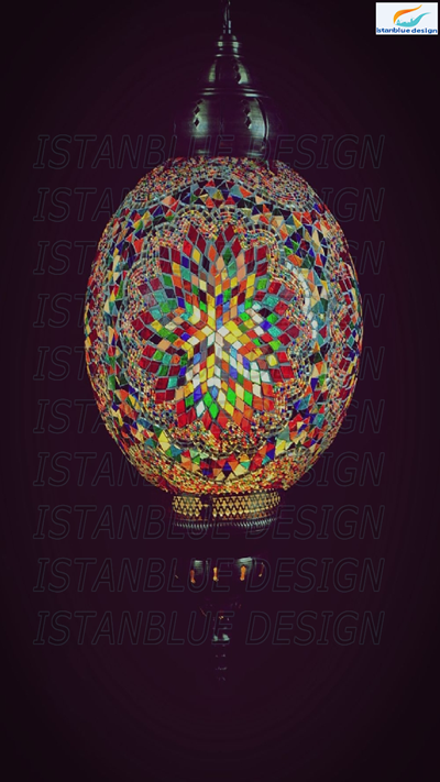 15 inch EXTRA Large Turkish Moroccan Hanging Glass Mosaic Lamp Lighting