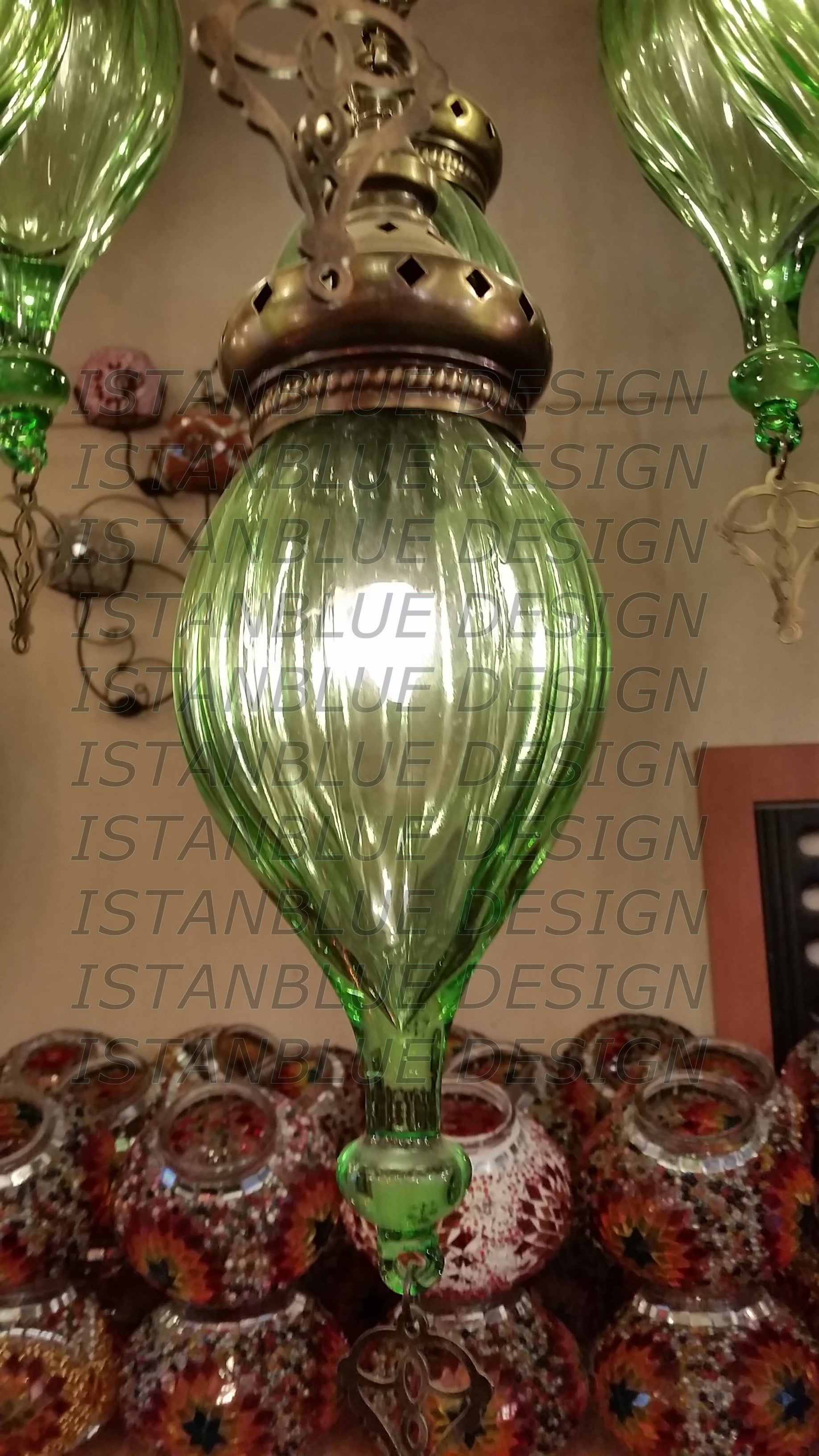 Ottoman Tear Drop Turkish Lazer Cut Chandelier 7 Globes