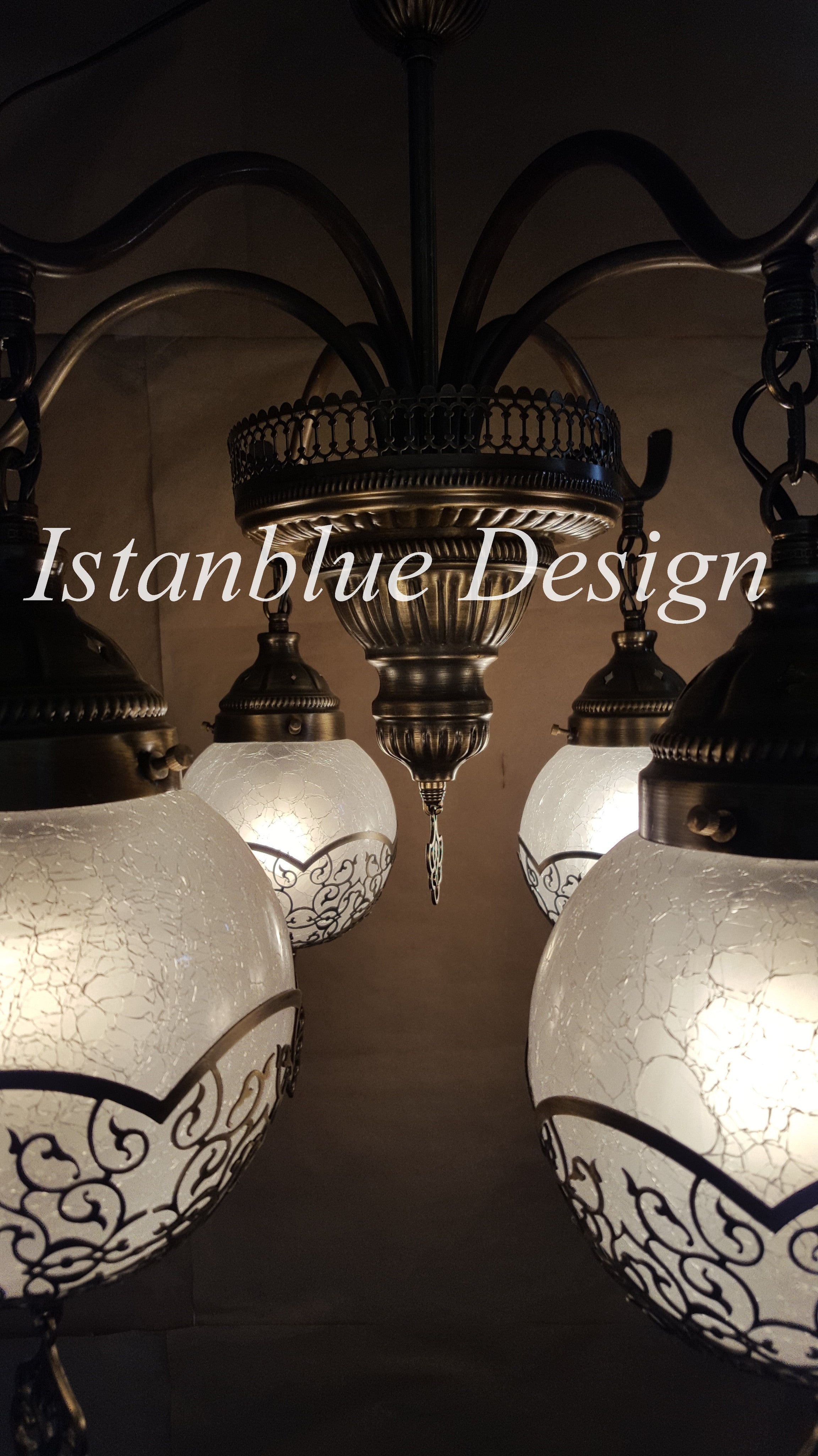 Ottoman Turkish Lazer Cut Chandelier 6 Globes