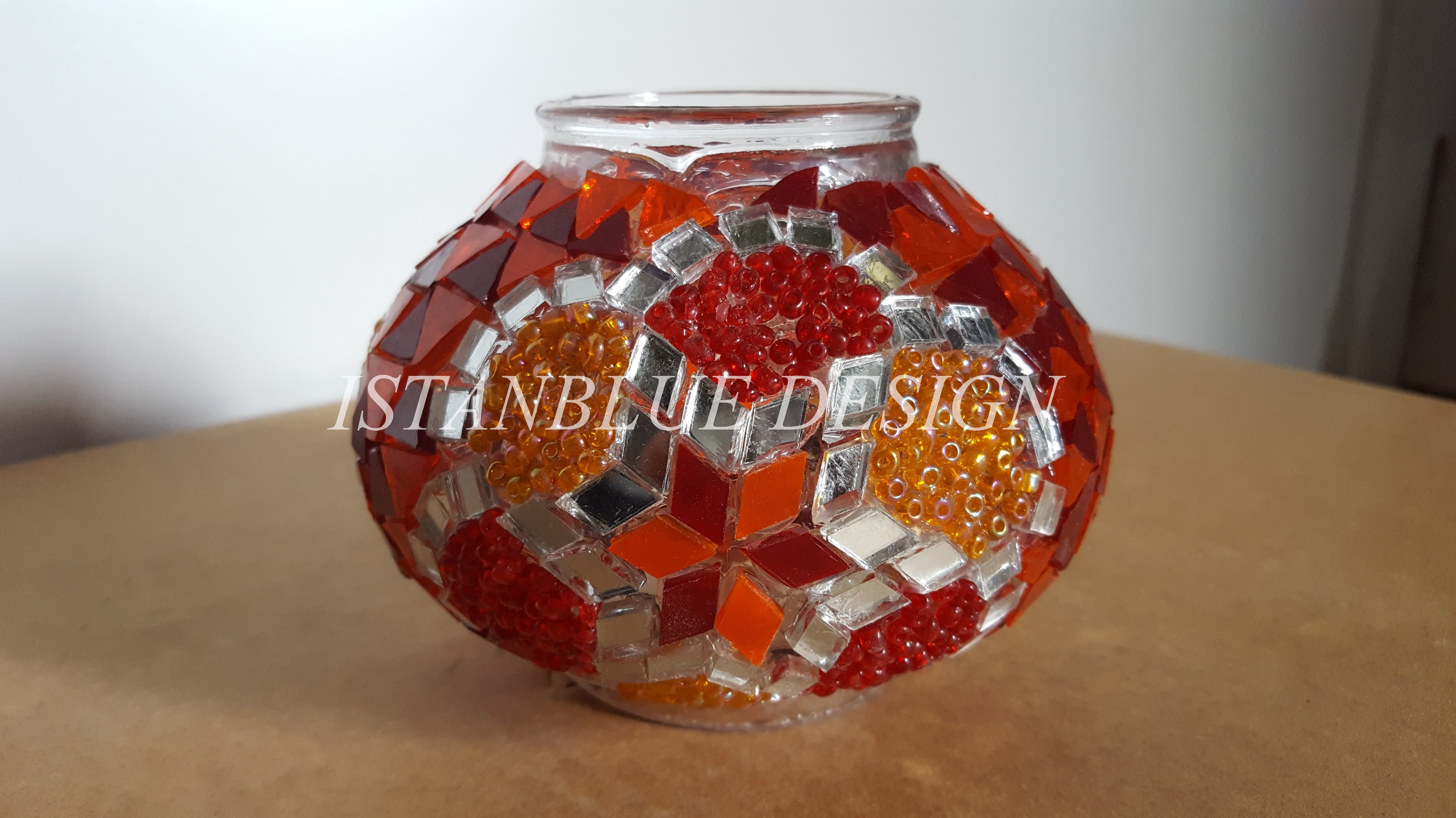 Turkish Handmade Mosaic 5 Globe Sultan Chandelier - Biber Papatya