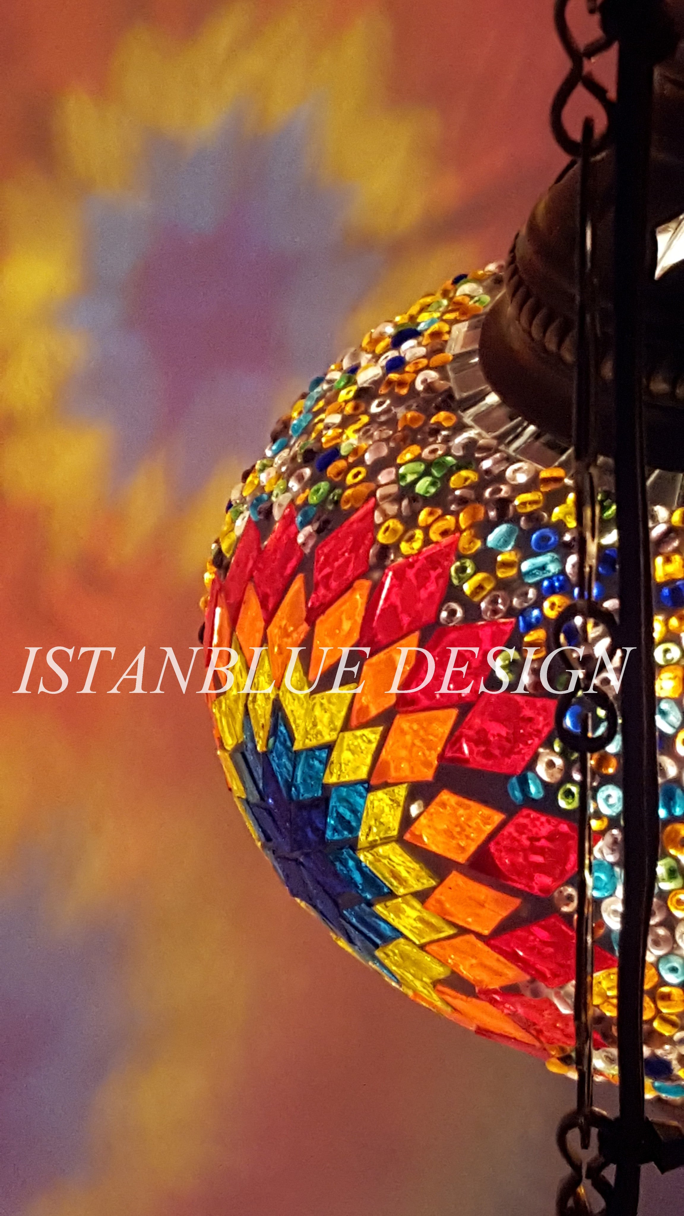 Turkish Handmade Mosaic 9 Globe Spiral Chandelier