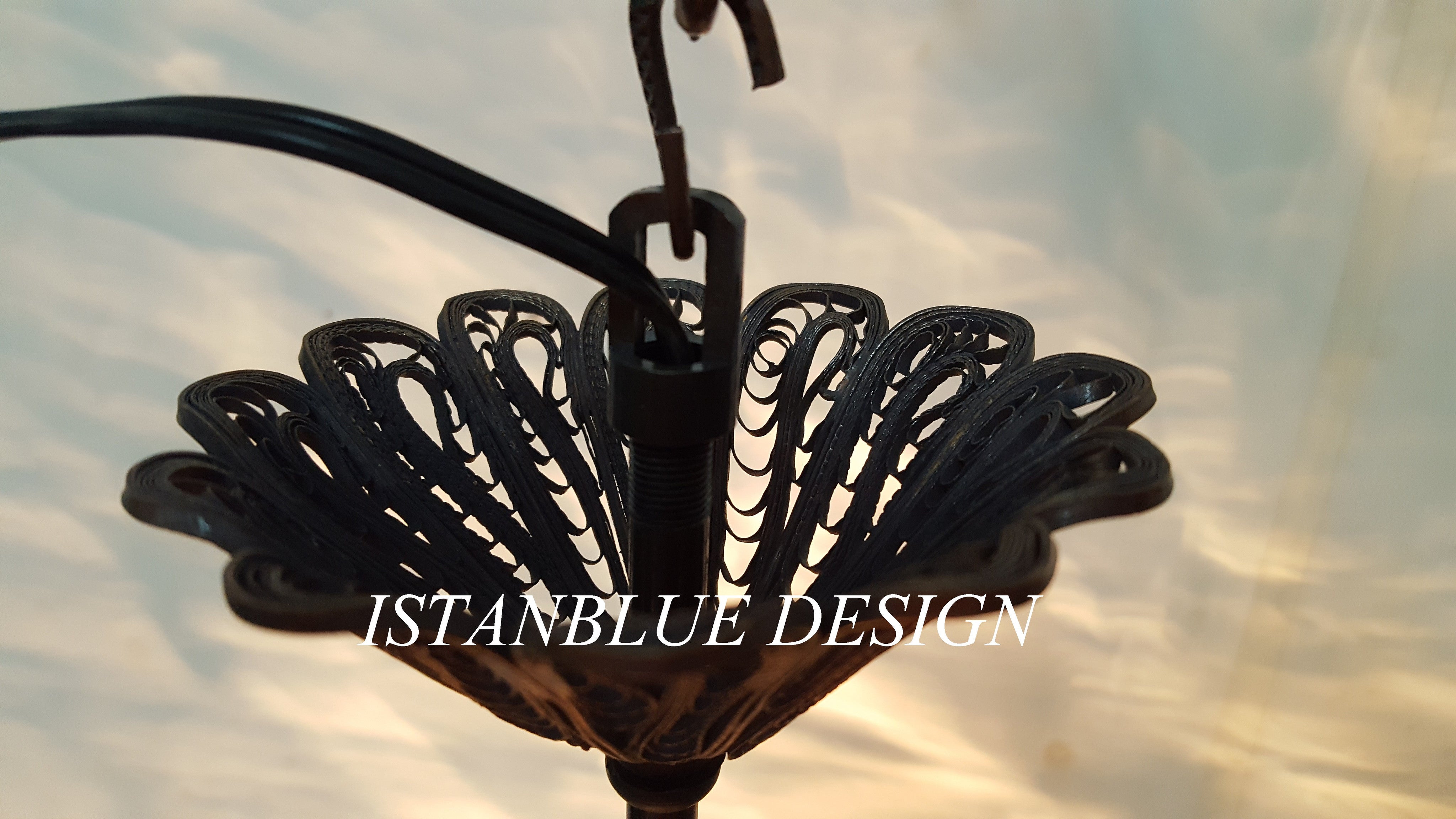 ROYAL POM  FILIGREE & BLOWN Glass Turkish Handmade 7 Globe Chandelier