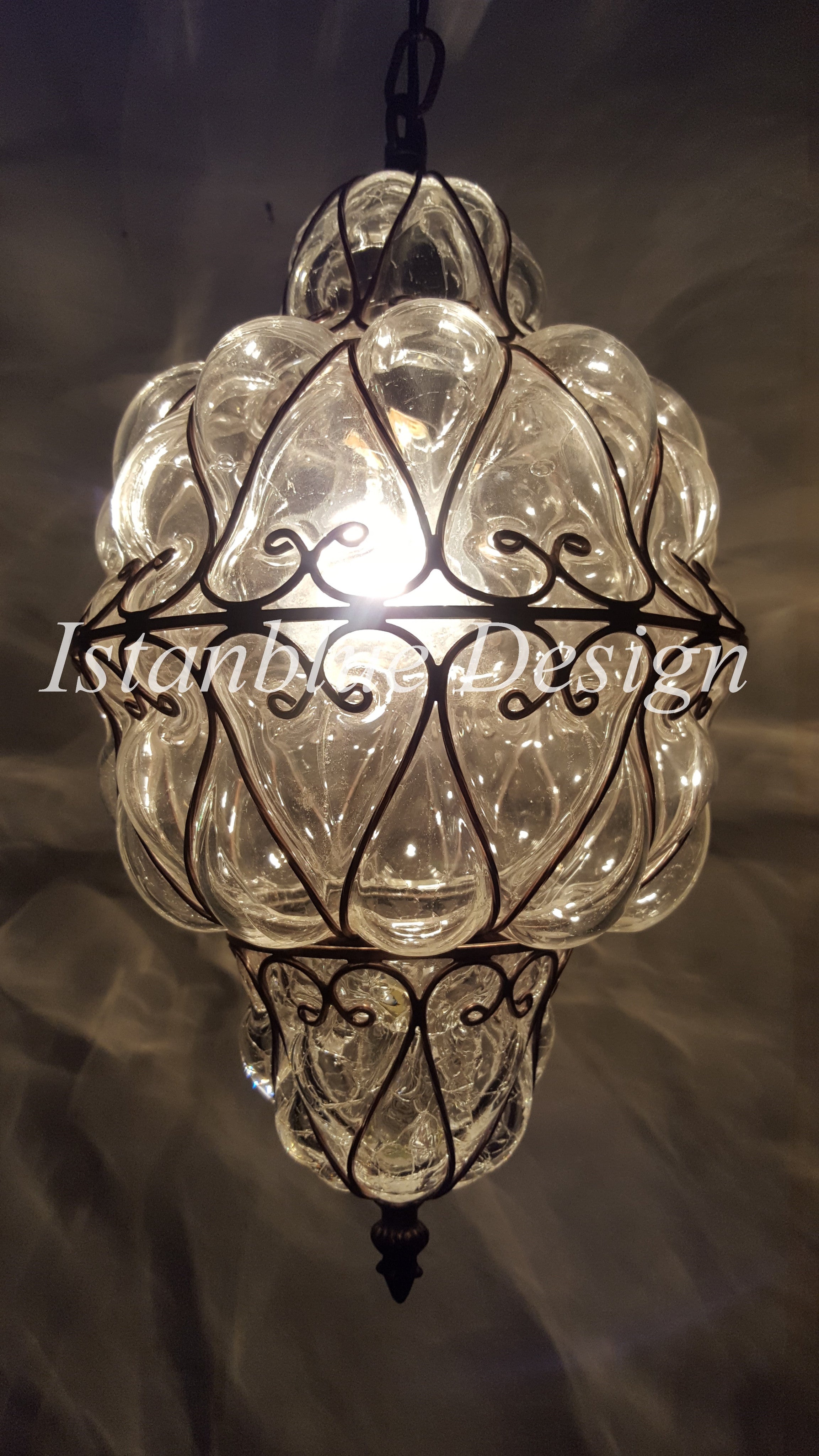 Filigree & Blown Glass Turkish Pendant - Sevgili