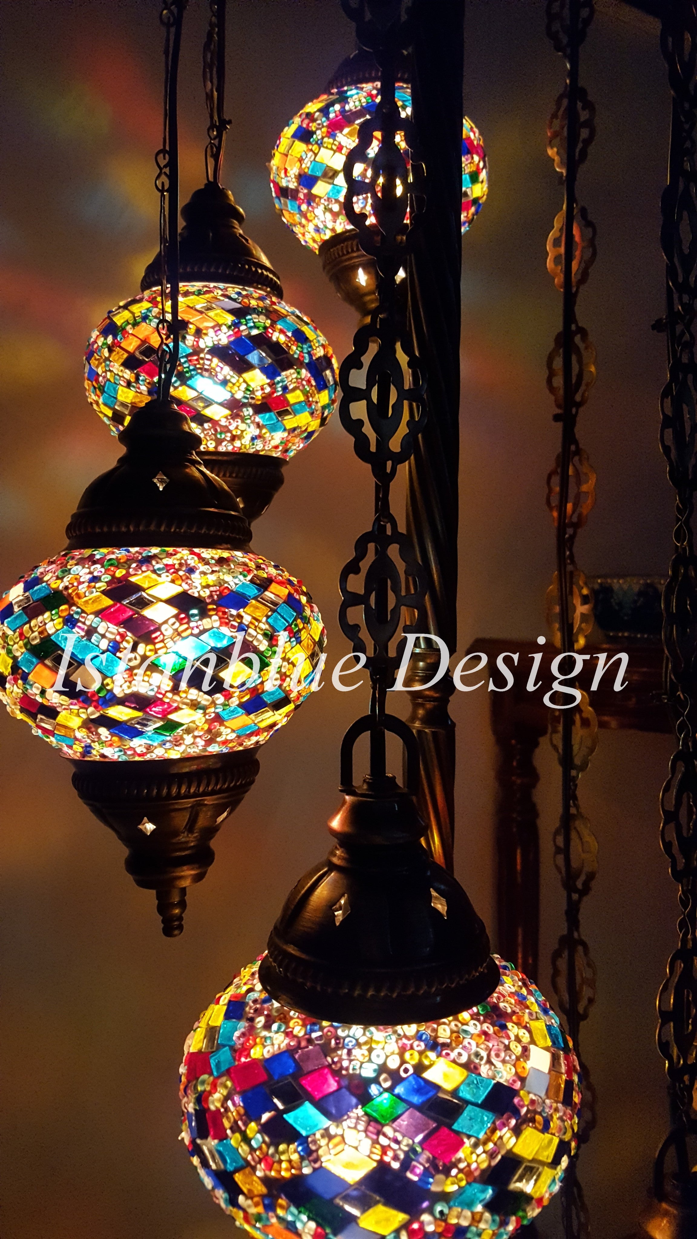 Turkish Handmade Mosaic 9 Globe Floor Lamp - medium globes