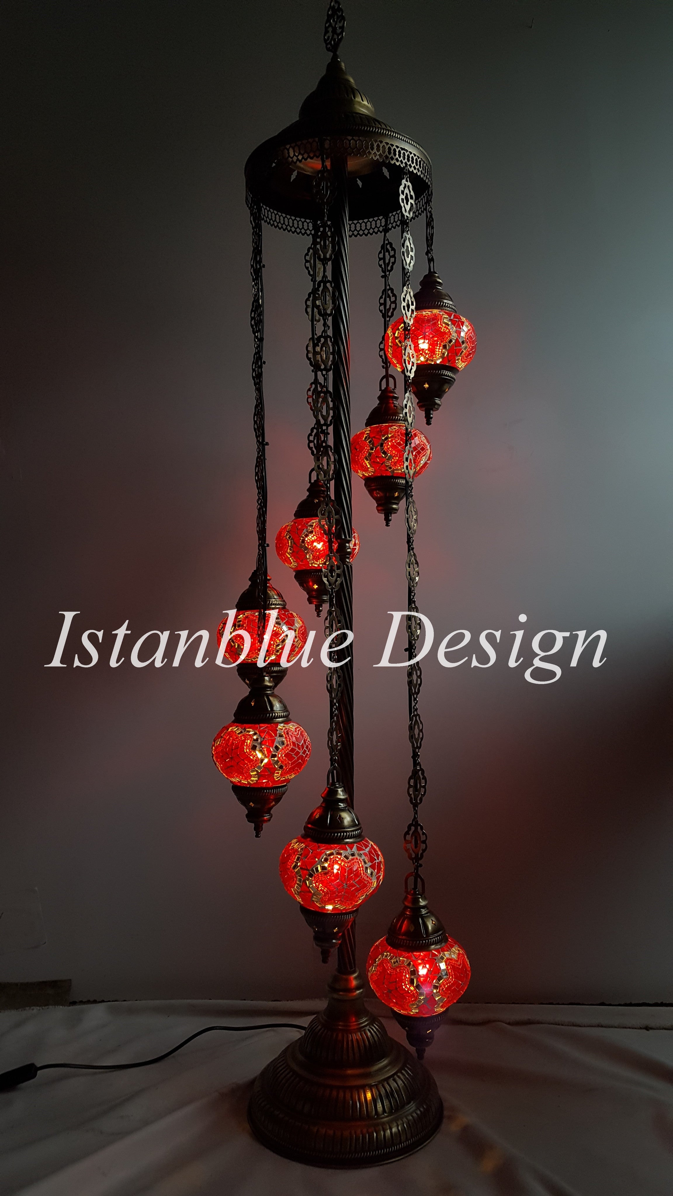 Turkish Handmade Mosaic 9 Globe Floor Lamp Large Globes