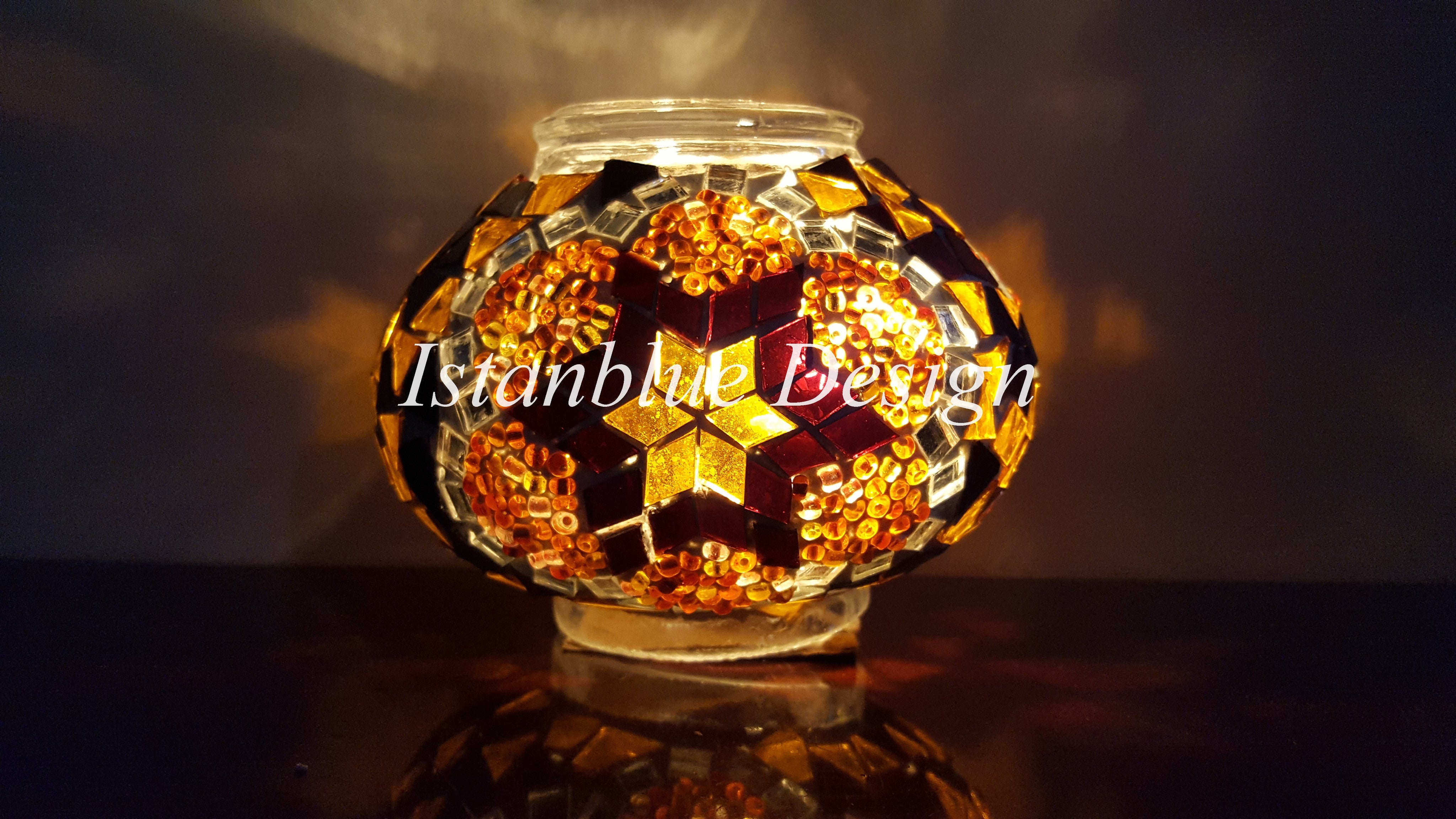 Turkish Handmade Mosaic 9 Globe Sultan Chandelier - Kelebek