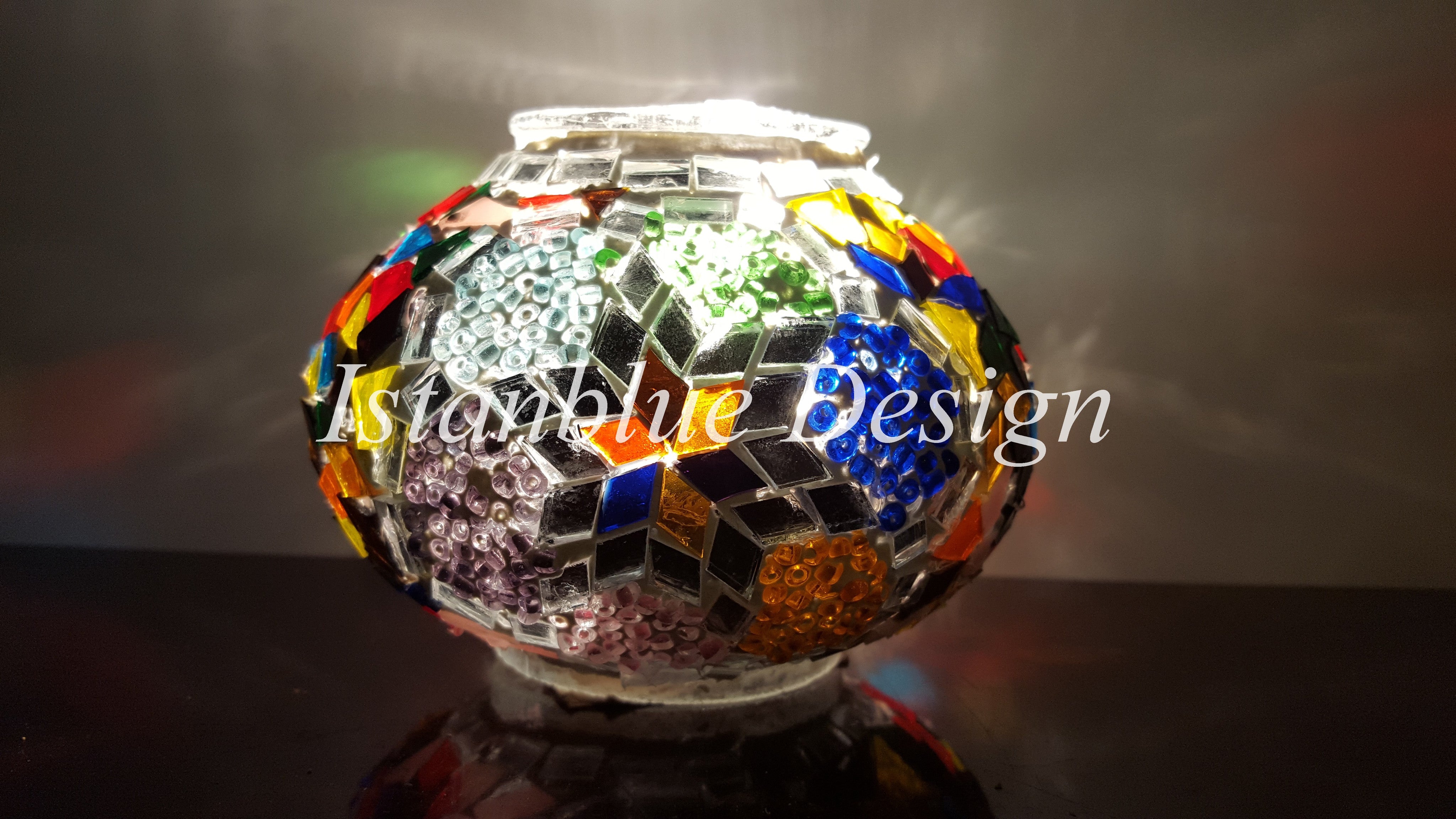 Turkish Handmade Mosaic 4 Globe Sultan Chandelier - Papatya