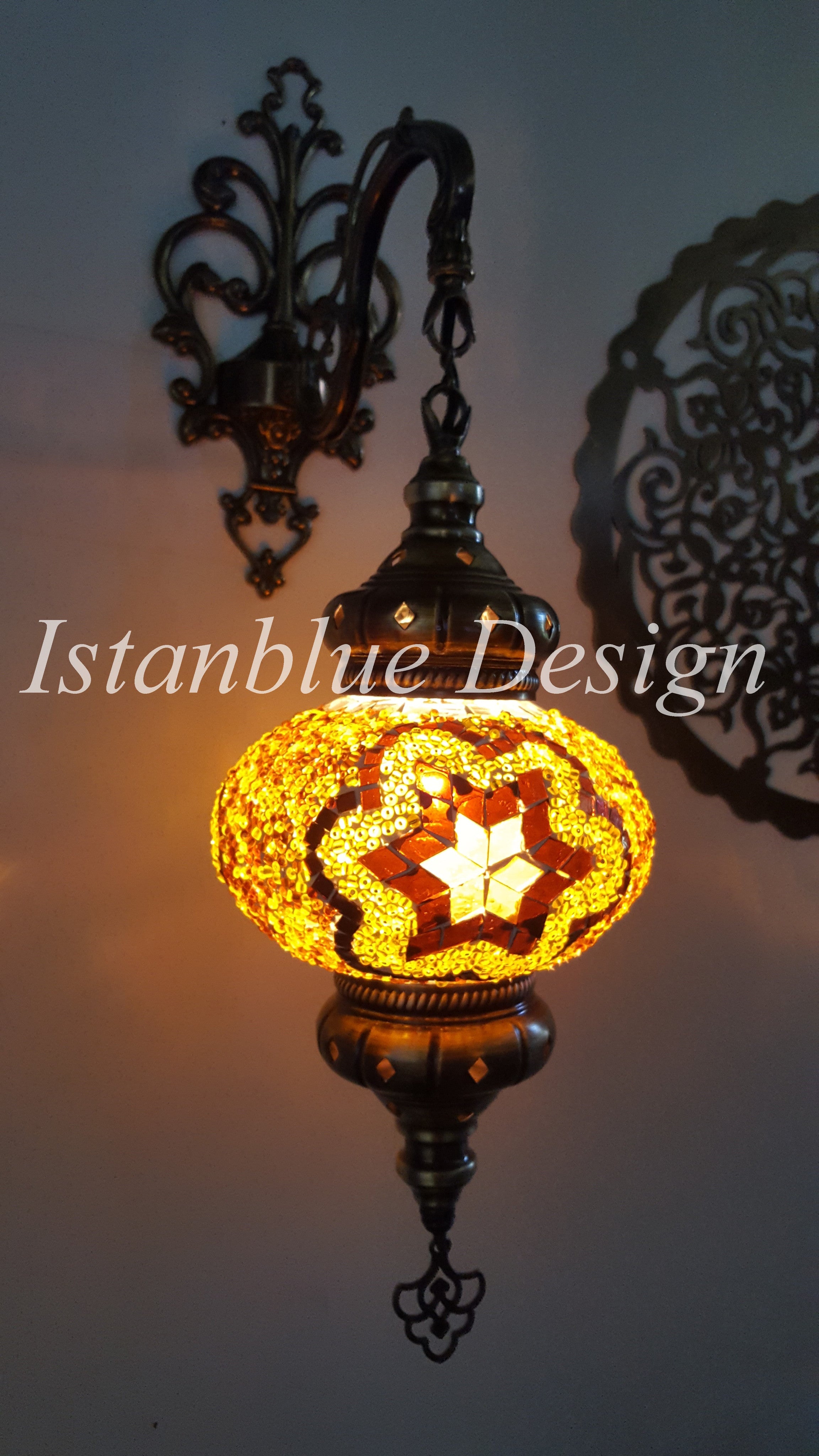 Turkish Mosaic Wall Lamp Large Size Wall Sconce Ottoman Frame