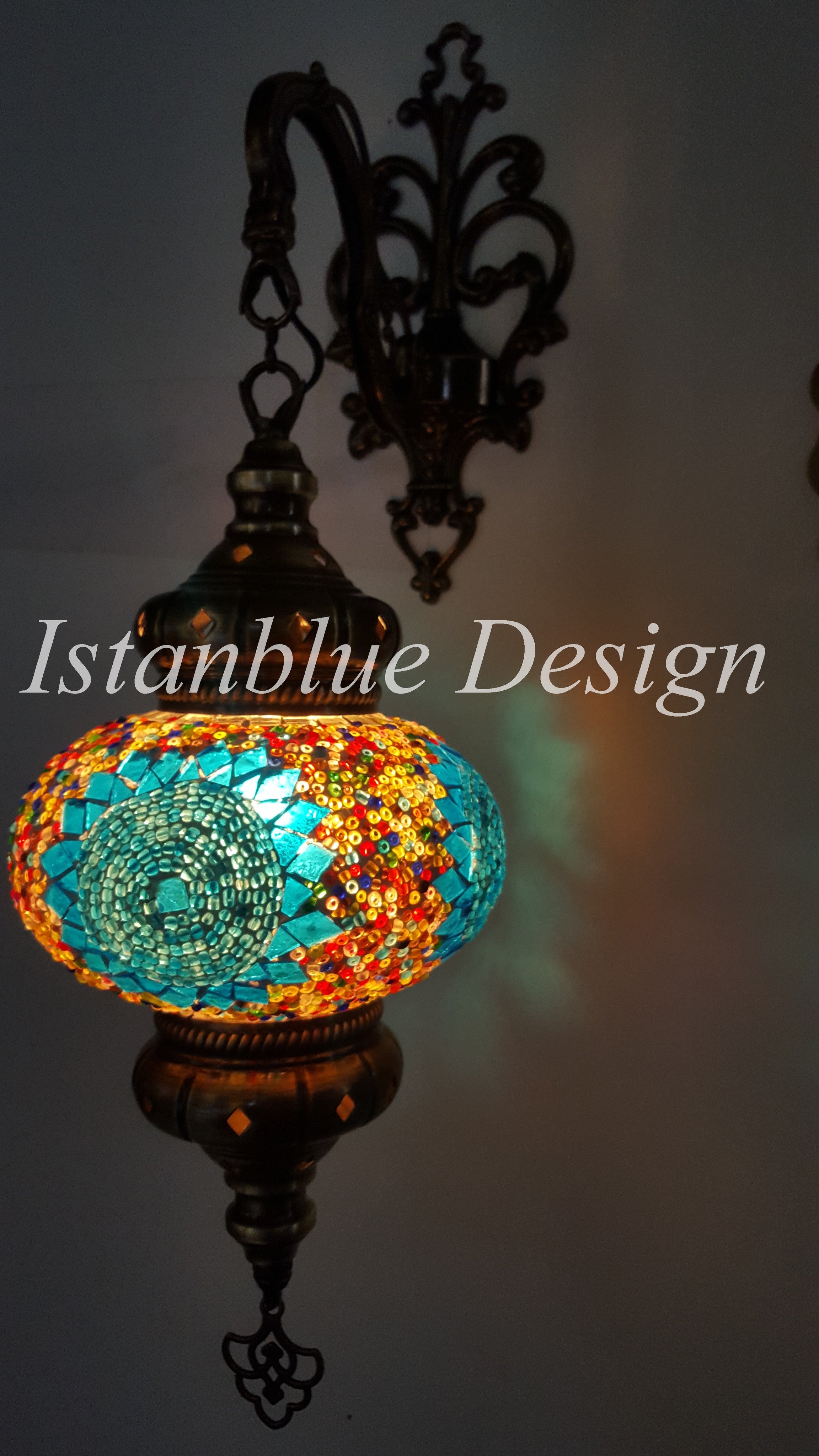Turkish Mosaic Wall Lamp Large Size Wall Sconce Ottoman Frame