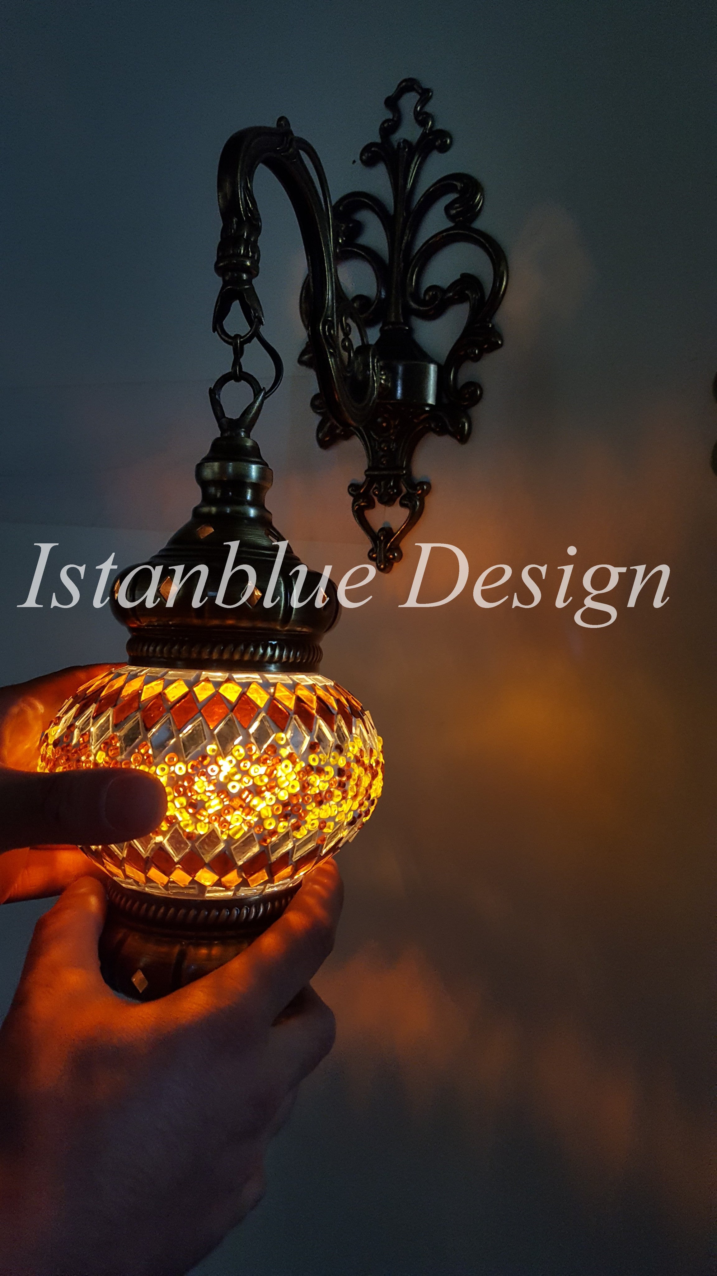 Turkish Mosaic Wall Lamp Medium Size Wall Sconce Ottoman Frame