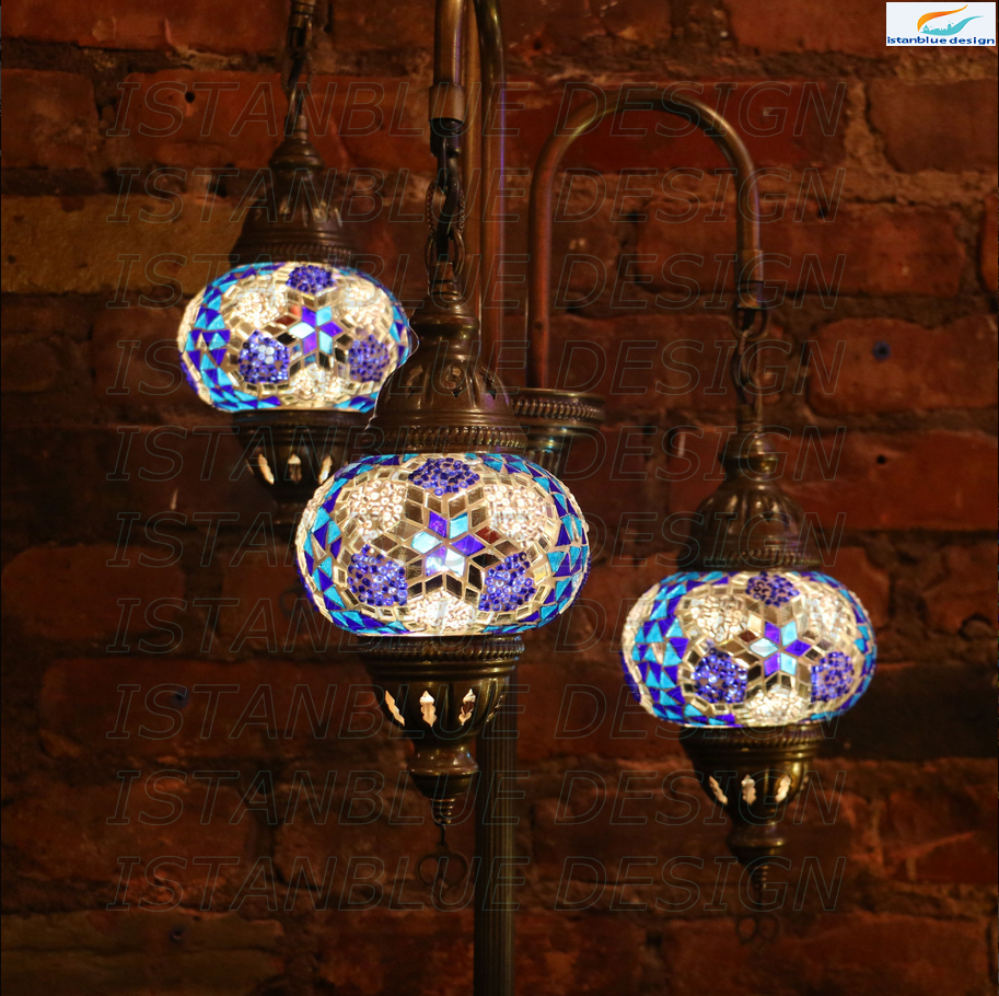 Turkish Handmade Mosaic 3 Arms Floor Lamp