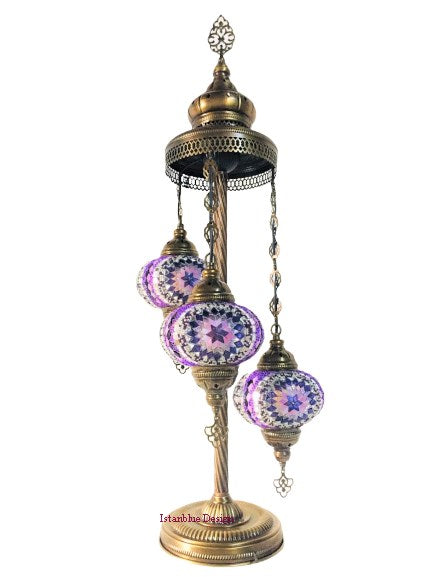 Turkish Handmade Mosaic 3 Globe Floor Lamp - Nar