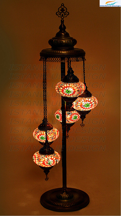 Turkish Handmade Mosaic 5 Globe Floor Lamp