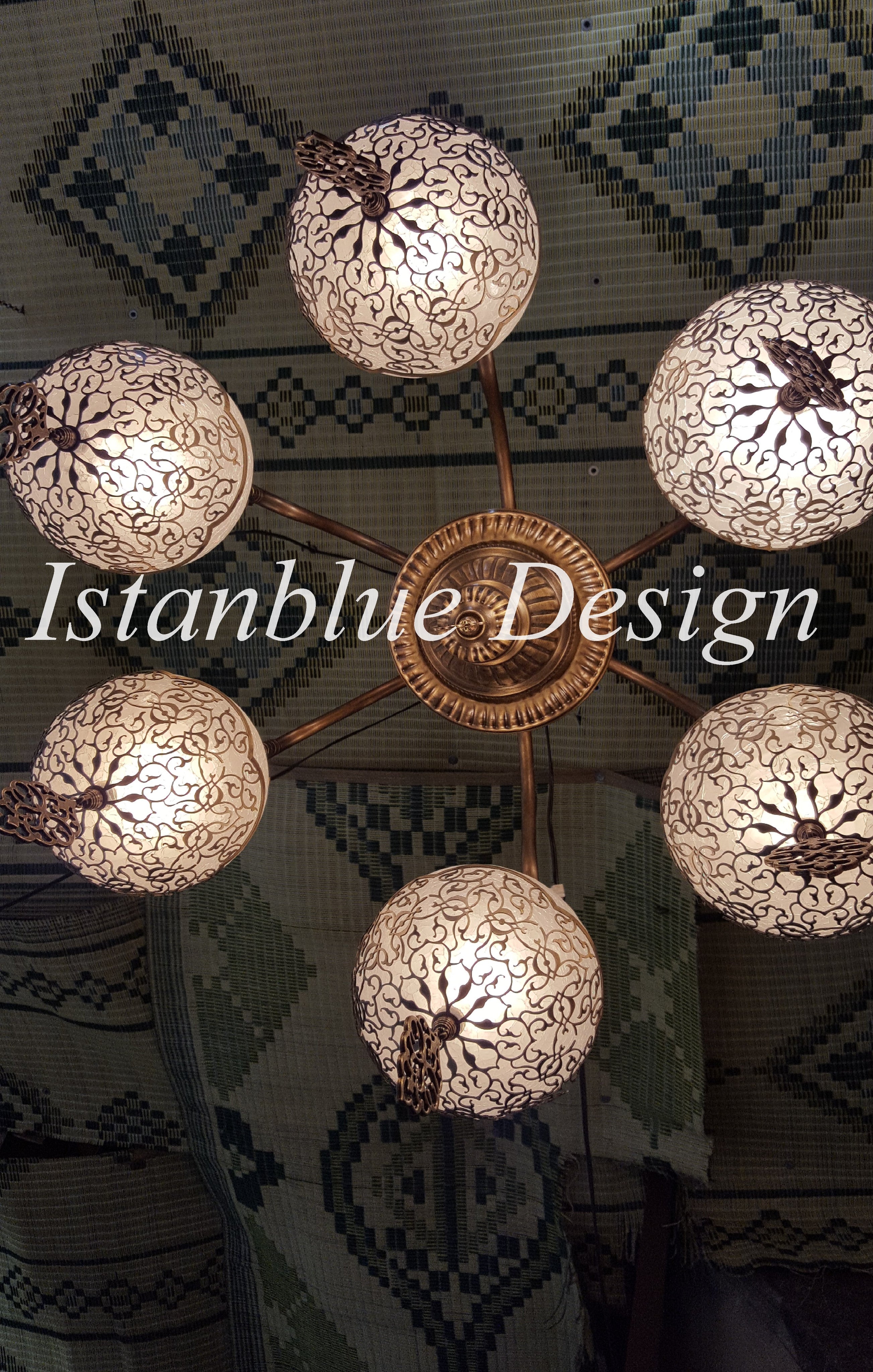 Ottoman Turkish Lazer Cut Chandelier 6 Globes