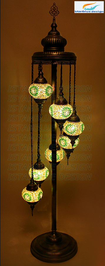 Turkish Handmade Mosaic 7 Globe Floor Lamp