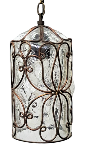 FILIGREE & BLOWN Glass Turkish Handmade Cylinder Pendant - Open Bottom