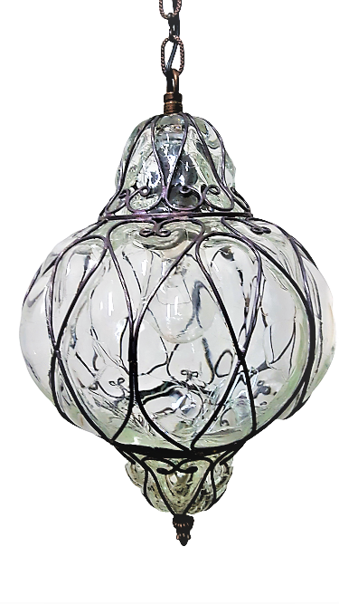 Filigree & Blown Glass Pendant - Ceviz
