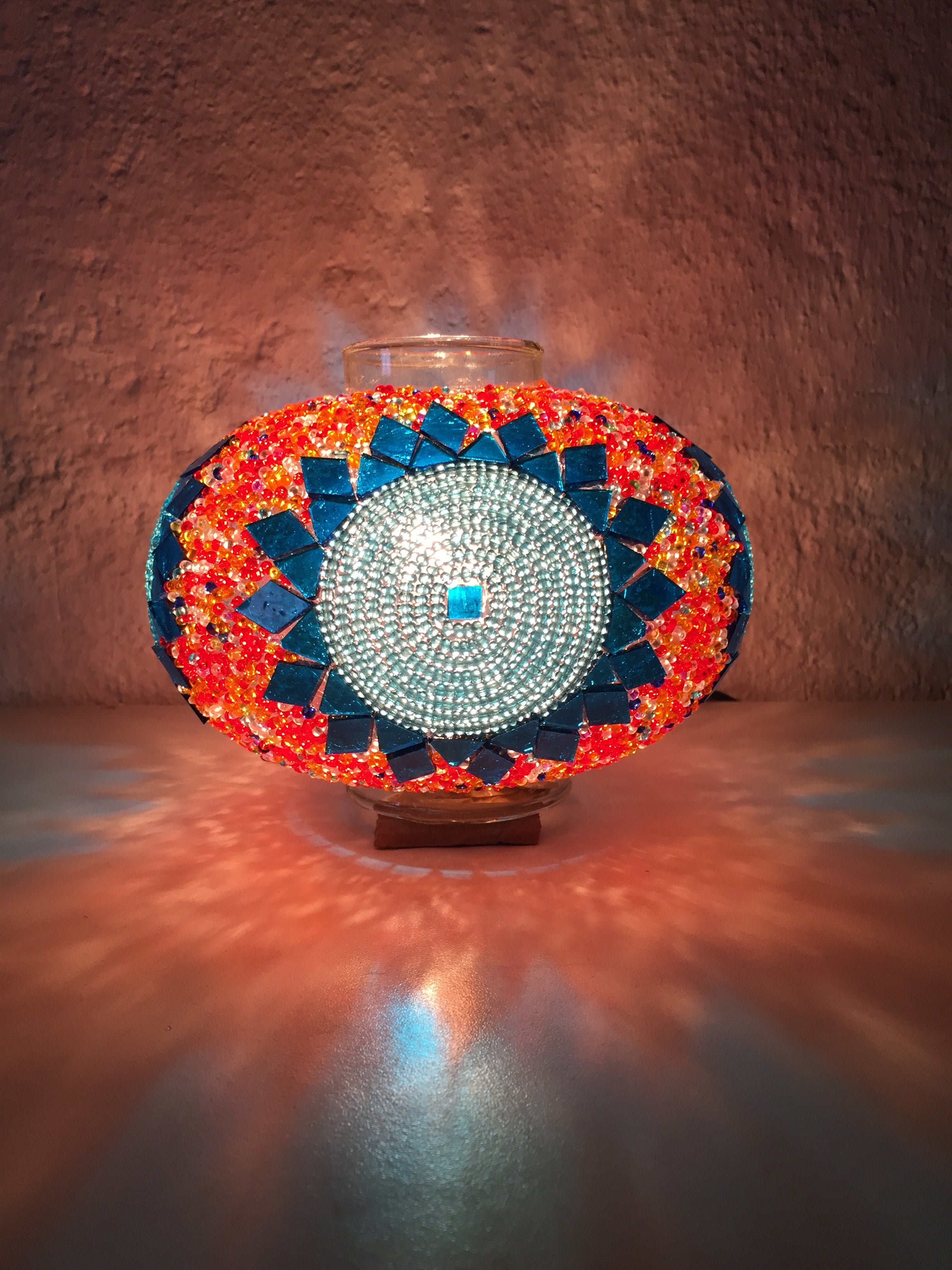 Turkish Handmade Mosaic 5 Globe Spiral Chandelier