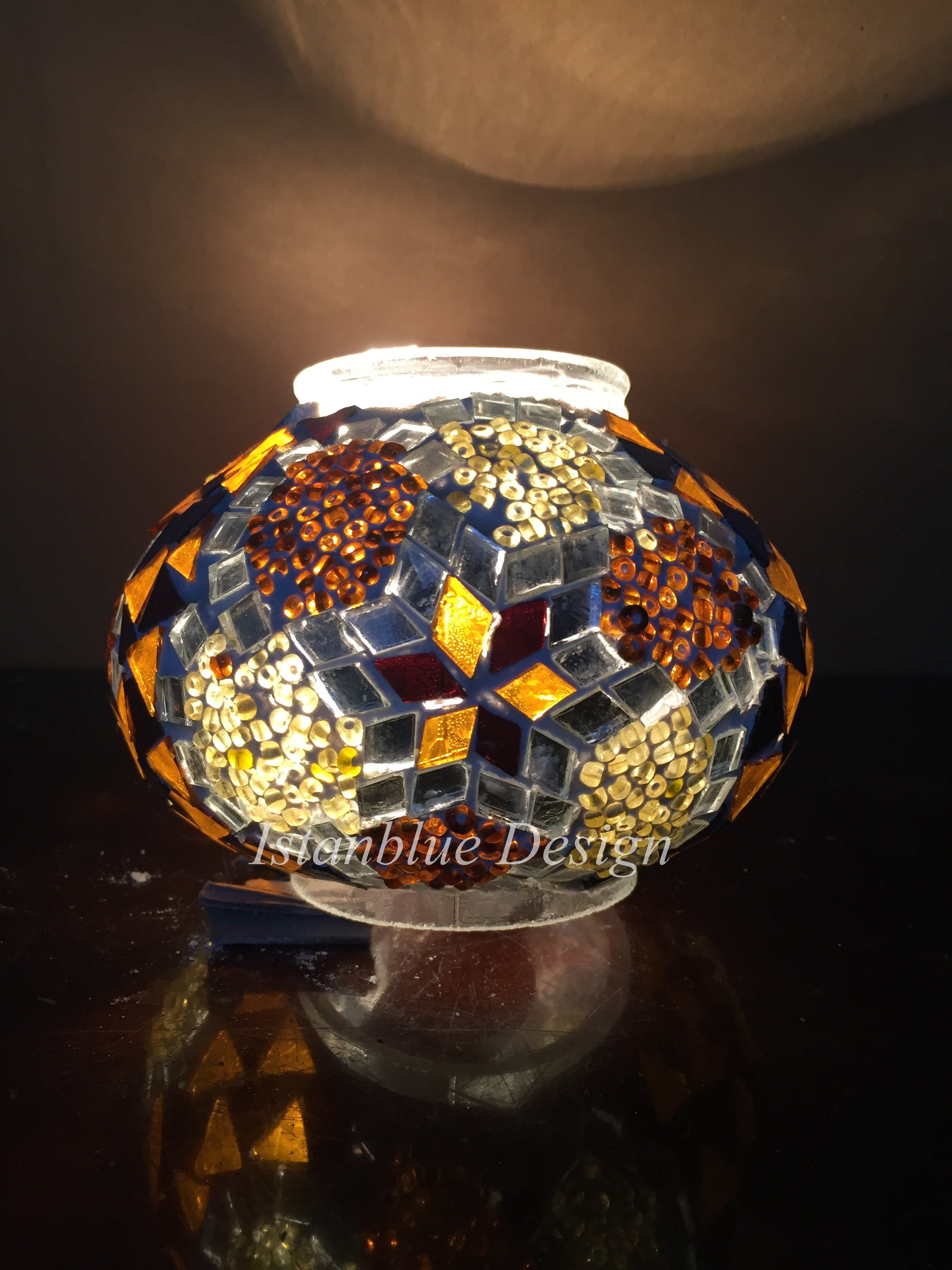 Turkish Handmade Mosaic 19 Globe Chandelier - Kelebek ll