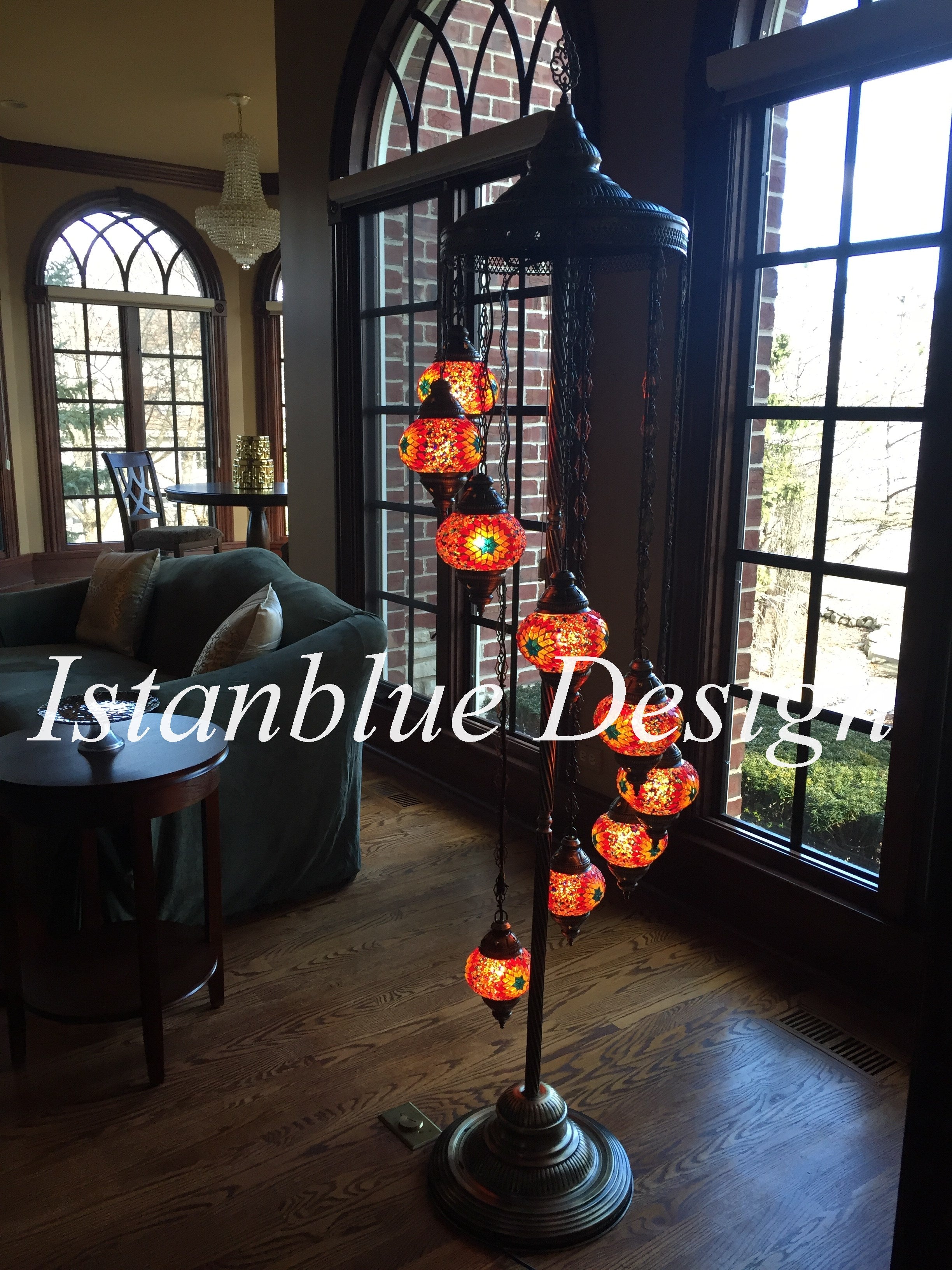 Turkish Handmade Mosaic 9 Globe Floor Lamp