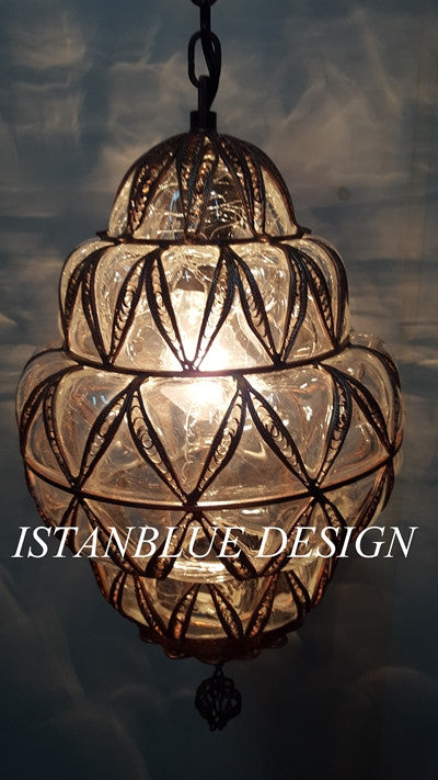 Filigree & Blown Glass Turkish Pendant - Ari Kovani